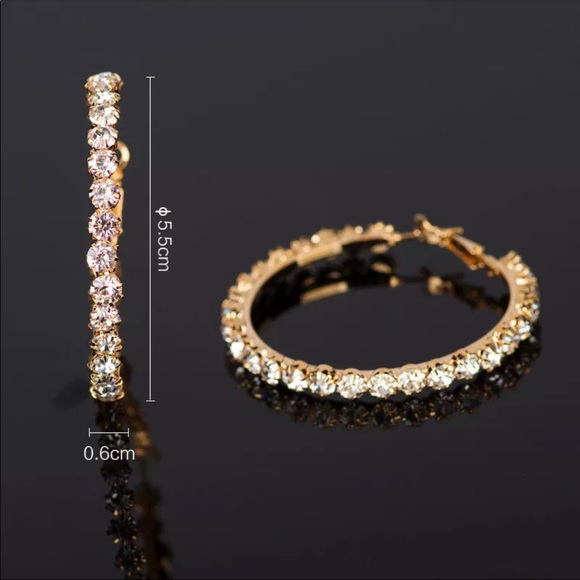 Luxury Big Diamond Round Hoop Earrings, NICE EARRINGS, CUTE EARRINGS - Picture 3 of 5